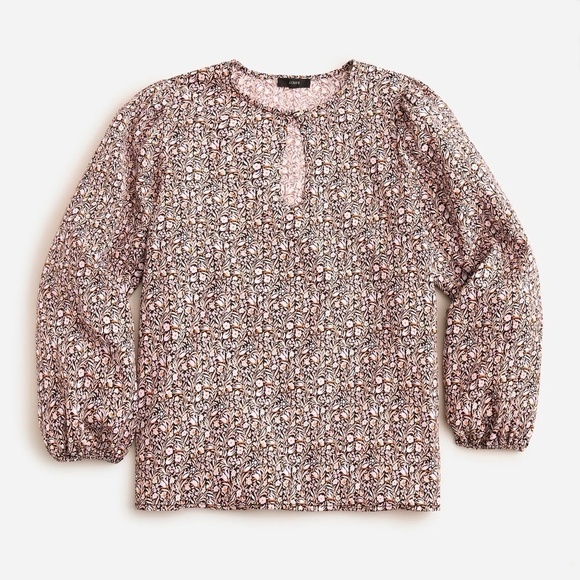 J. CREW Puff Sleeve Top Blouse Floral Flourish Crepe Cottagecore Prairie Small - Picture 5 of 11